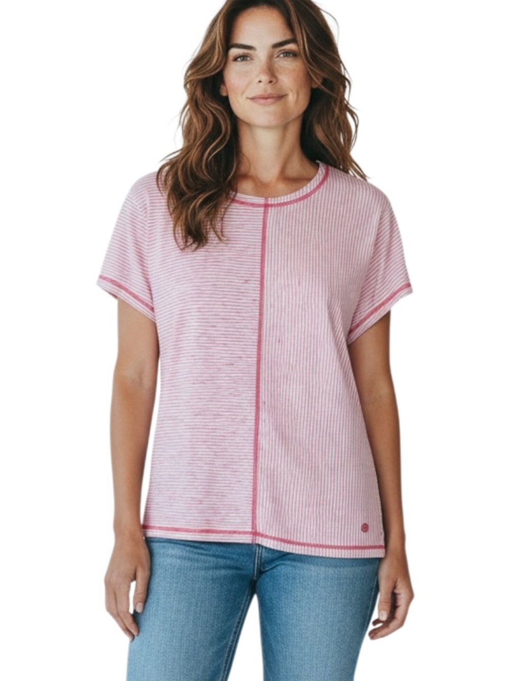 Talbots Pink Striped Short-Sleeve Knit Tee